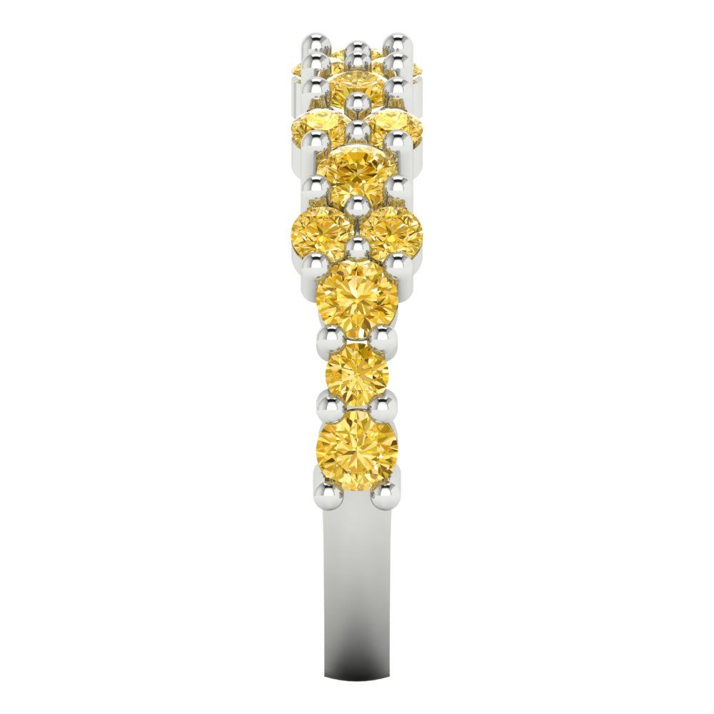 0.98 cttw Natural Citrine Round Cut White Gold Eternity Wedding Band