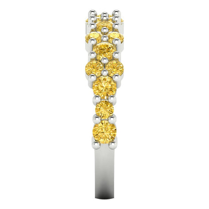0.98 cttw Natural Citrine Round Cut White Gold Eternity Wedding Band