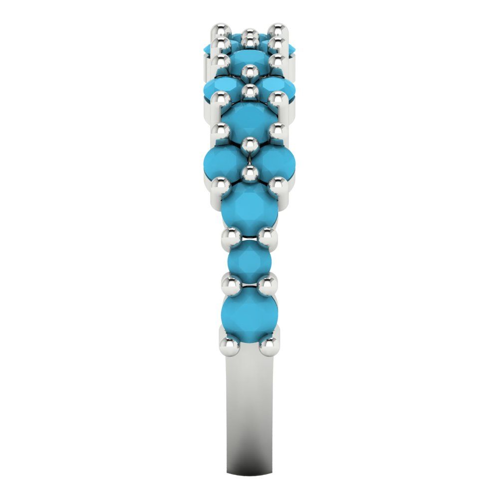 0.98 cttw Simulated Turquoise Round Cut White Gold Eternity Wedding Band