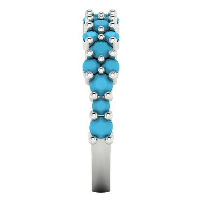 0.98 cttw Simulated Turquoise Round Cut White Gold Eternity Wedding Band