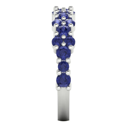 0.98 cttw Simulated Tanzanite Round Cut White Gold Eternity Wedding Band