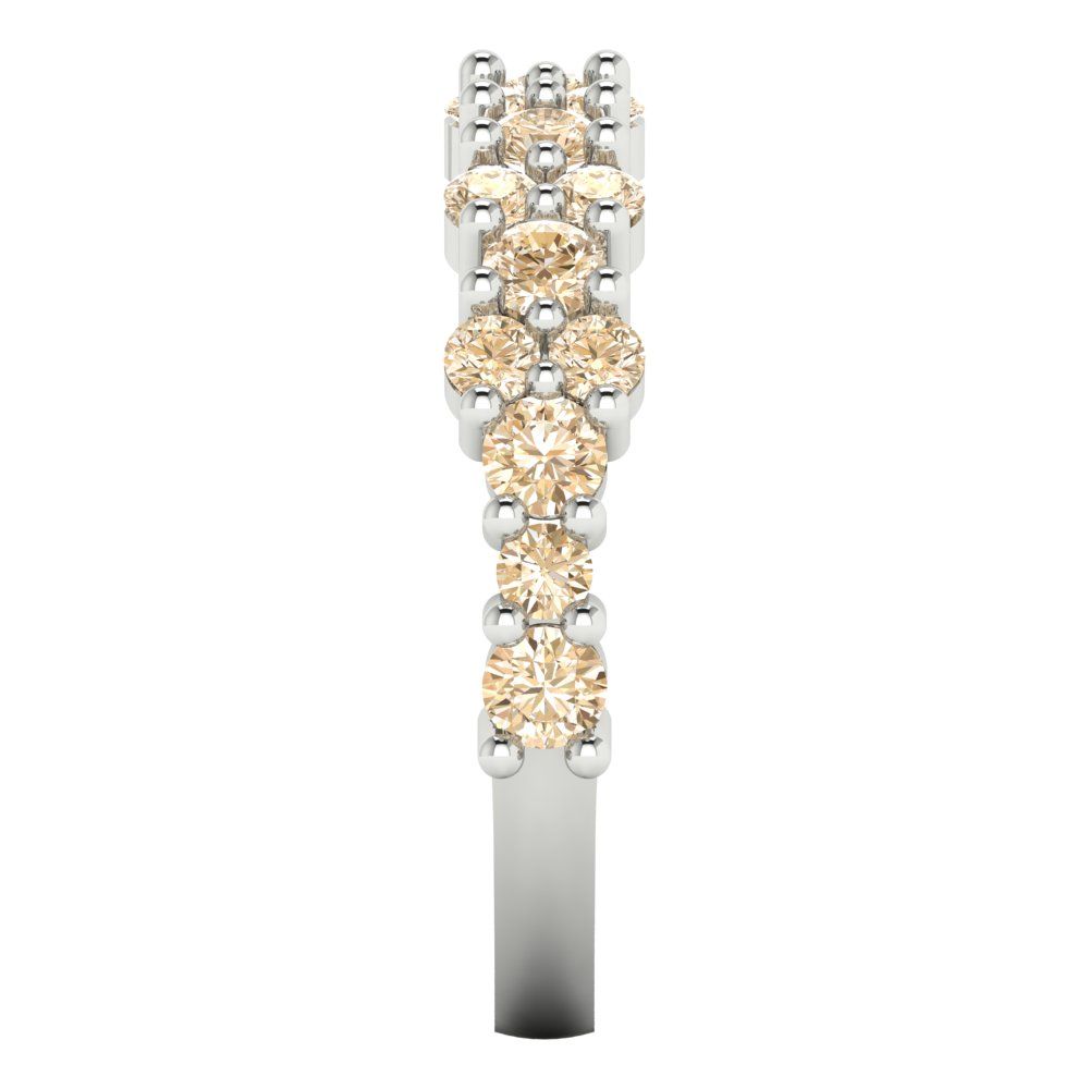 0.98 cttw Natural Morganite Round Cut White Gold Eternity Wedding Band