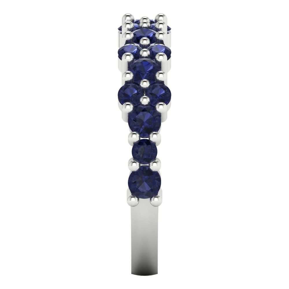 0.98 cttw Simulated Blue Sapphire Round Cut White Gold Eternity Wedding Band