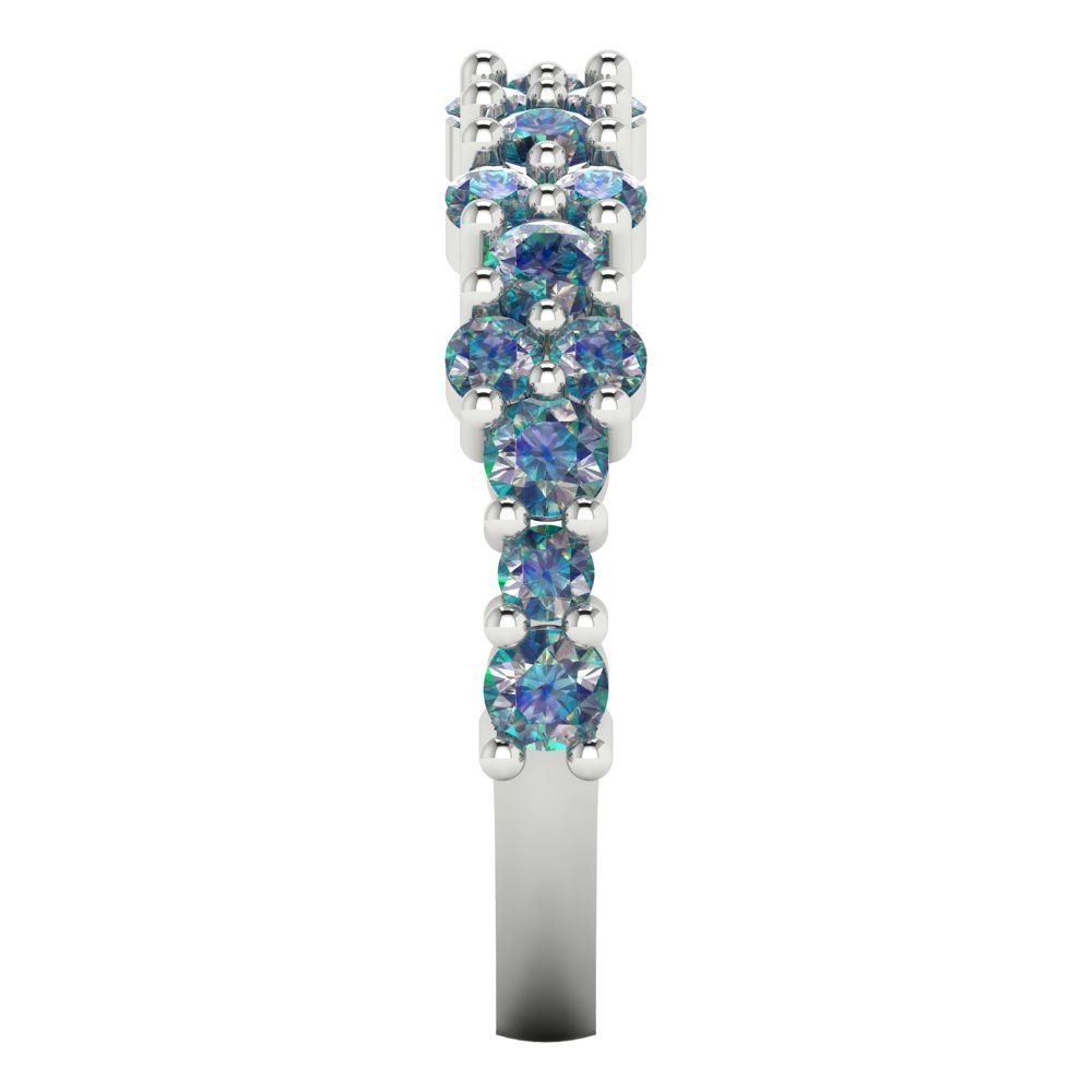 0.98 cttw Blue Moissanite Round Cut White Gold Eternity Wedding Band