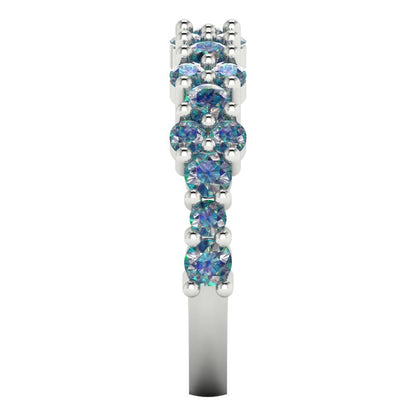 0.98 cttw Blue Moissanite Round Cut White Gold Eternity Wedding Band