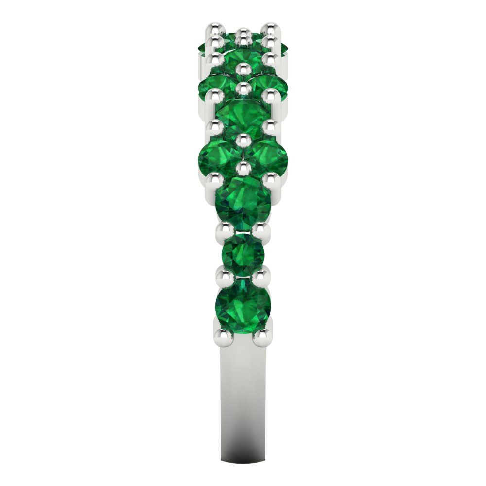 0.98 cttw Simulated Emerald Round Cut White Gold Eternity Wedding Band