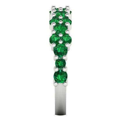 0.98 cttw Simulated Emerald Round Cut White Gold Eternity Wedding Band