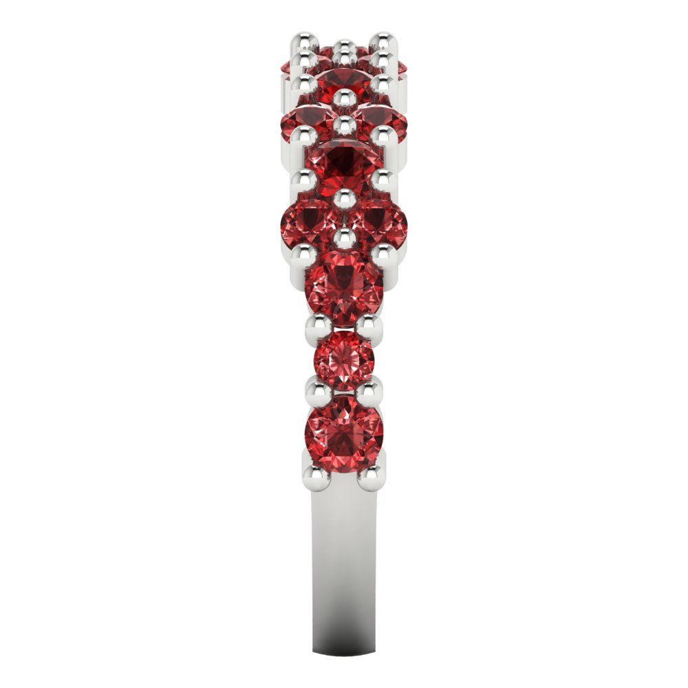 0.98 cttw Natural Garnet Round Cut White Gold Eternity Wedding Band