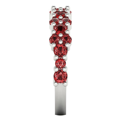 0.98 cttw Natural Garnet Round Cut White Gold Eternity Wedding Band