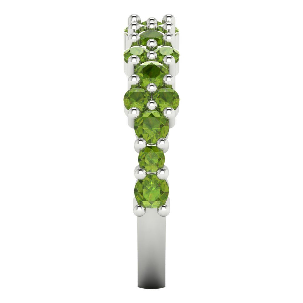0.98 cttw Natural Peridot Round Cut White Gold Eternity Wedding Band