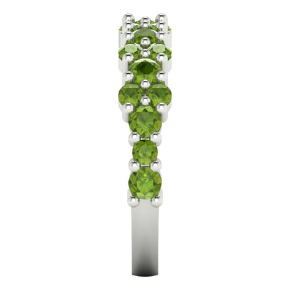 0.98 cttw Natural Peridot Round Cut White Gold Eternity Wedding Band