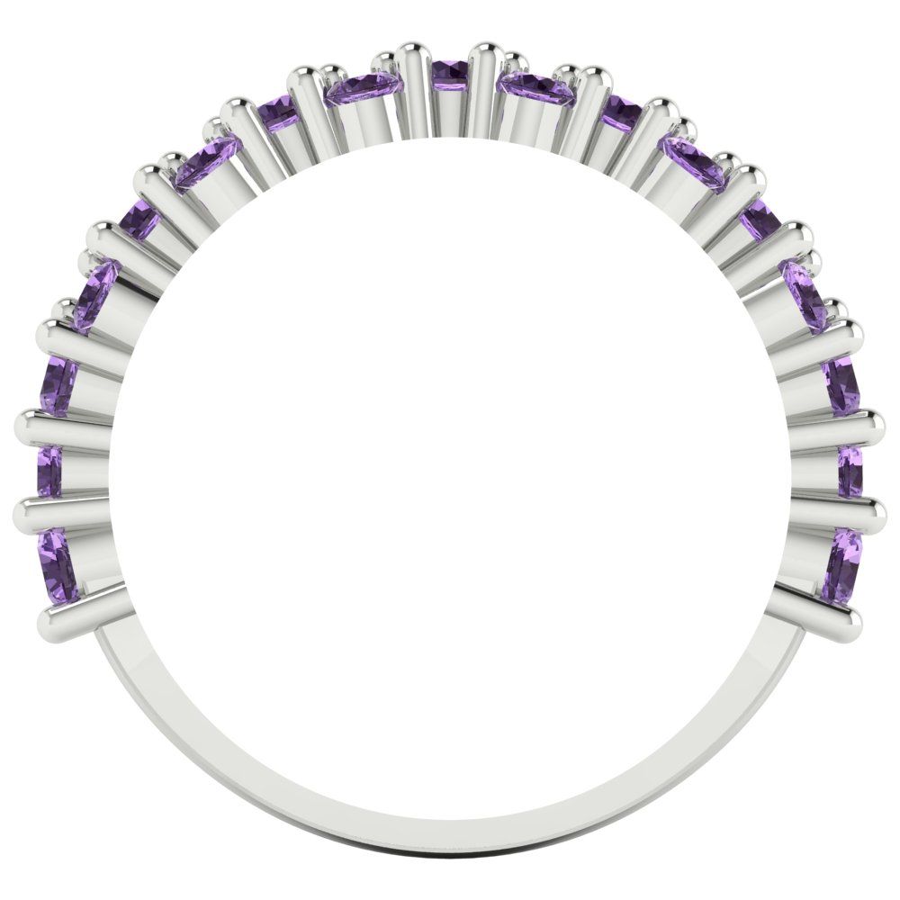 0.98 cttw Simulated Alexandrite Round Cut White Gold Eternity Wedding Band