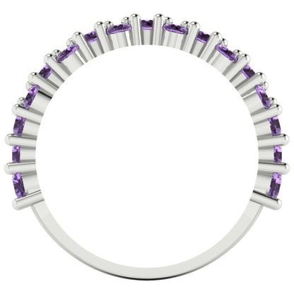 0.98 cttw Simulated Alexandrite Round Cut White Gold Eternity Wedding Band