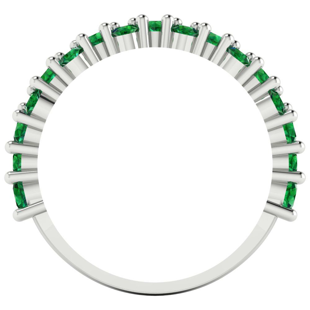 0.98 cttw Simulated Emerald Round Cut White Gold Eternity Wedding Band