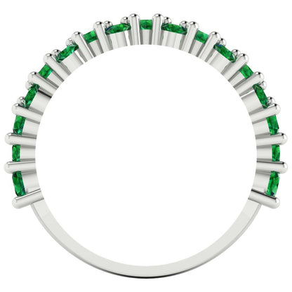 0.98 cttw Simulated Emerald Round Cut White Gold Eternity Wedding Band