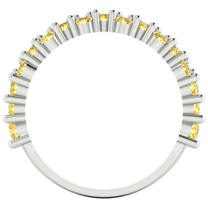 0.98 cttw Natural Citrine Round Cut White Gold Eternity Wedding Band