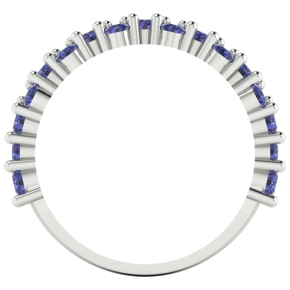 0.98 cttw Simulated Tanzanite Round Cut White Gold Eternity Wedding Band