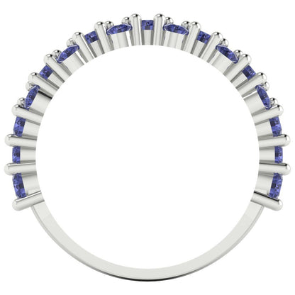 0.98 cttw Simulated Tanzanite Round Cut White Gold Eternity Wedding Band