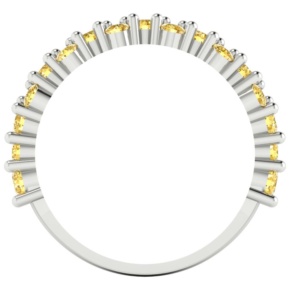 0.98 cttw Simulated Yellow Diamond Round Cut White Gold Eternity Wedding Band