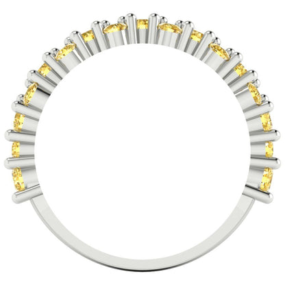 0.98 cttw Simulated Yellow Diamond Round Cut White Gold Eternity Wedding Band