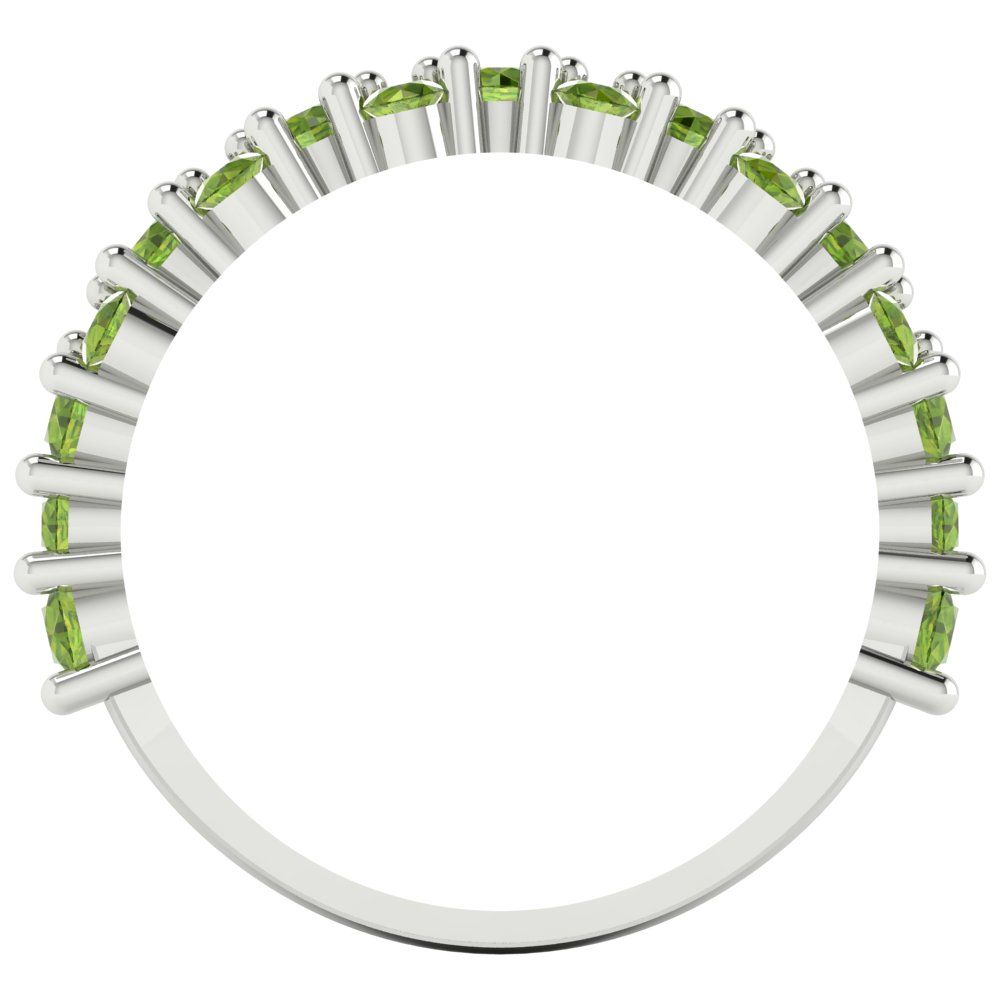 0.98 cttw Natural Peridot Round Cut White Gold Eternity Wedding Band