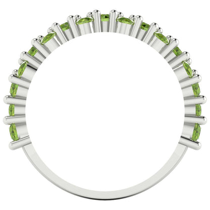 0.98 cttw Natural Peridot Round Cut White Gold Eternity Wedding Band