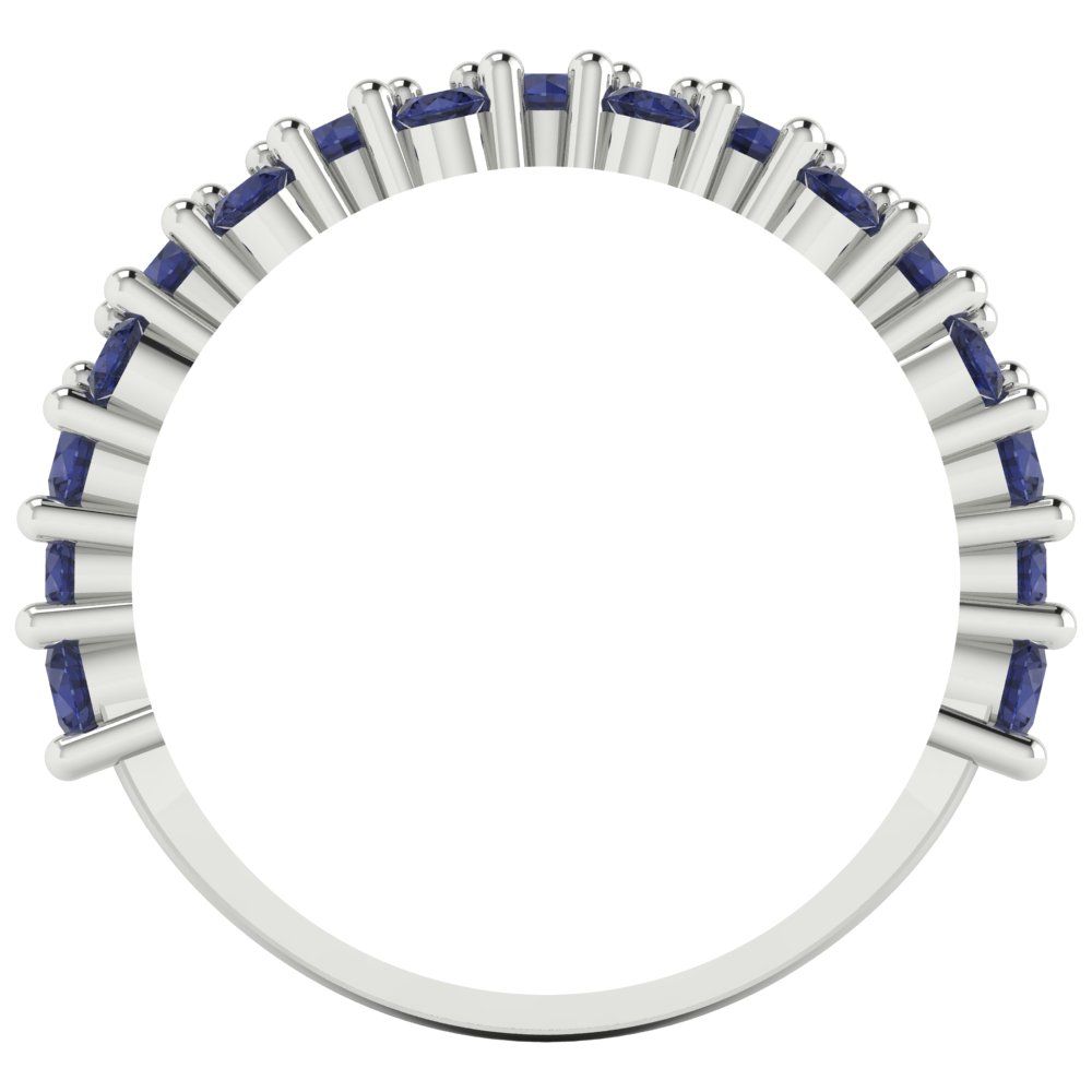 0.98 cttw Simulated Blue Sapphire Round Cut White Gold Eternity Wedding Band
