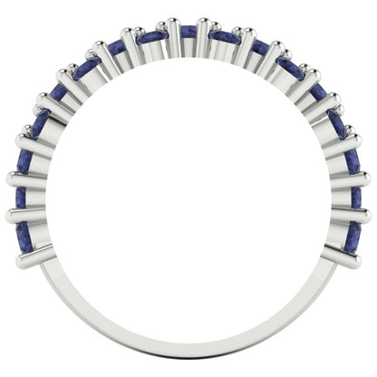 0.98 cttw Simulated Blue Sapphire Round Cut White Gold Eternity Wedding Band