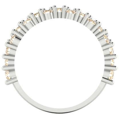 0.98 cttw Natural Morganite Round Cut White Gold Eternity Wedding Band