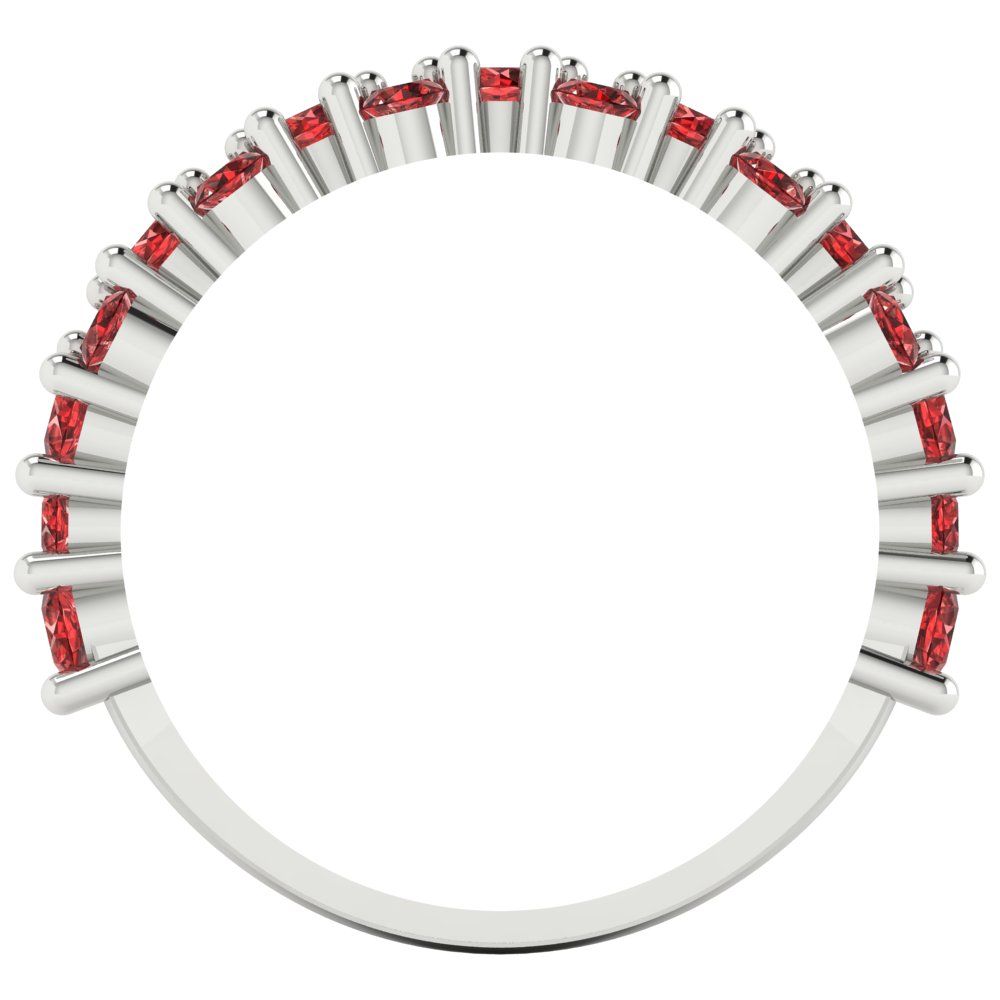 0.98 cttw Natural Garnet Round Cut White Gold Eternity Wedding Band