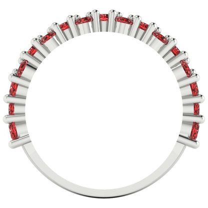 0.98 cttw Natural Garnet Round Cut White Gold Eternity Wedding Band