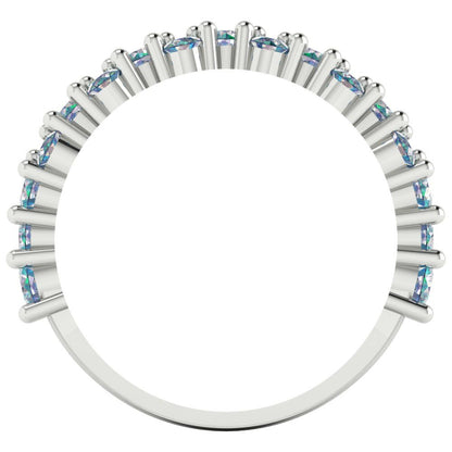 0.98 cttw Blue Moissanite Round Cut White Gold Eternity Wedding Band