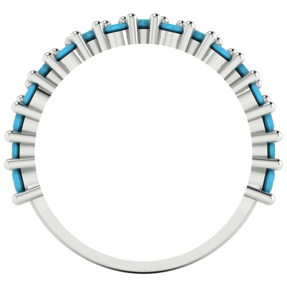 0.98 cttw Simulated Turquoise Round Cut White Gold Eternity Wedding Band