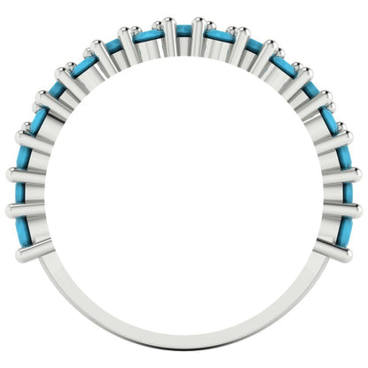 0.98 cttw Simulated Turquoise Round Cut White Gold Eternity Wedding Band