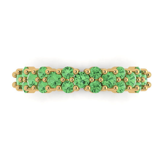 0.98 cttw Simulated Green Diamond Round Cut Yellow Gold Eternity Wedding Band
