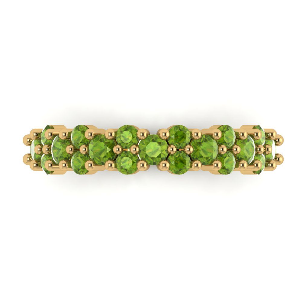 0.98 cttw Natural Peridot Round Cut Yellow Gold Eternity Wedding Band