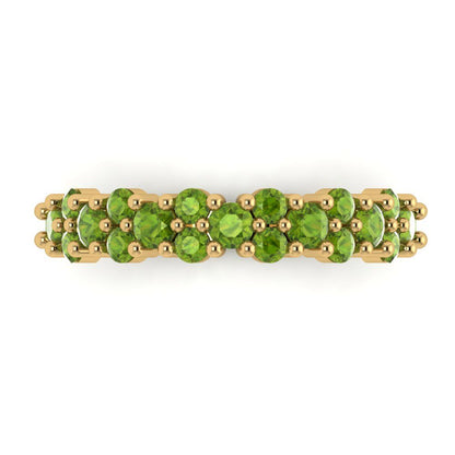 0.98 cttw Natural Peridot Round Cut Yellow Gold Eternity Wedding Band