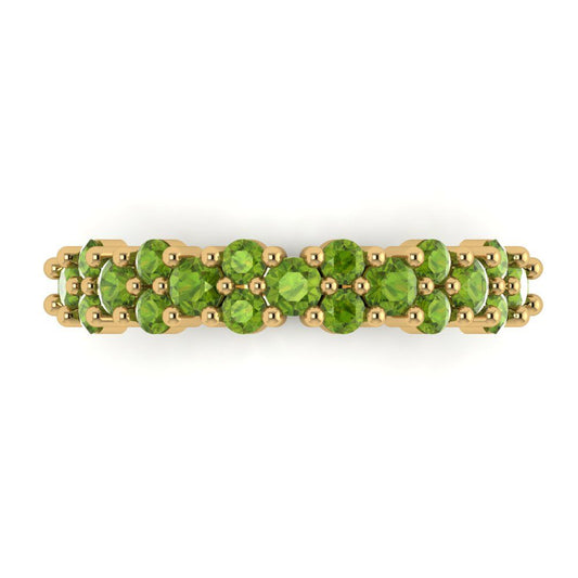 0.98 cttw Natural Peridot Round Cut Yellow Gold Eternity Wedding Band