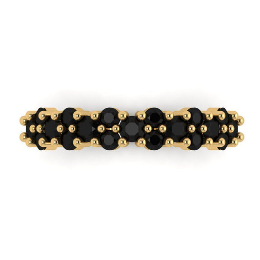 0.98 cttw Natural Onyx Round Cut Yellow Gold Eternity Wedding Band