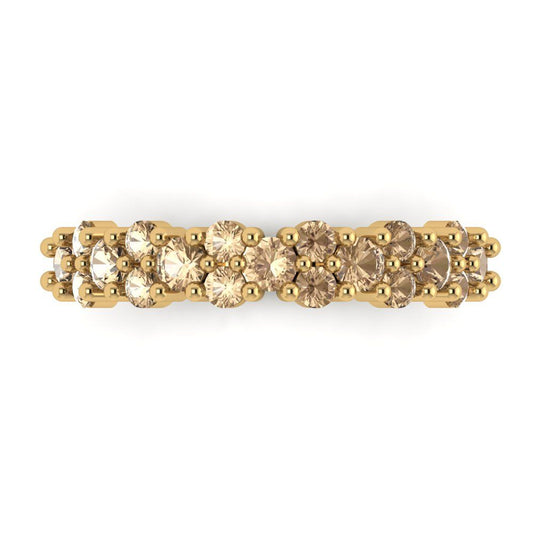 0.98 cttw Yellow Moissanite Round Cut Yellow Gold Eternity Wedding Band