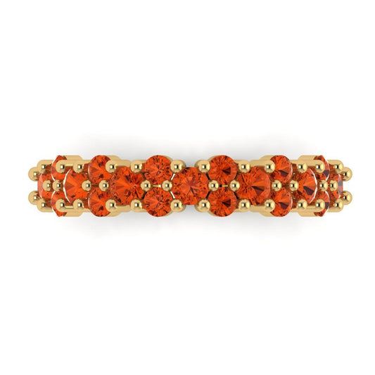 0.98 cttw Simulated Red Diamond Round Cut Yellow Gold Eternity Wedding Band