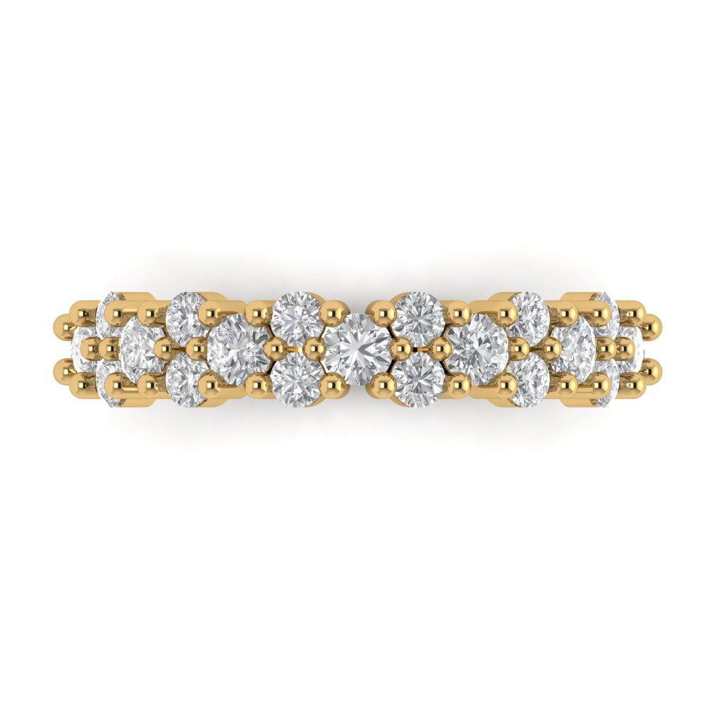 0.98 cttw Moissanite Round Cut Yellow Gold Eternity Wedding Band