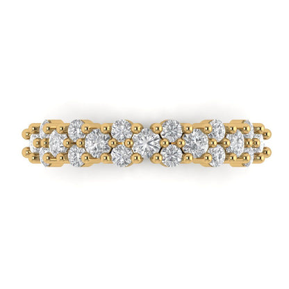0.98 cttw Moissanite Round Cut Yellow Gold Eternity Wedding Band