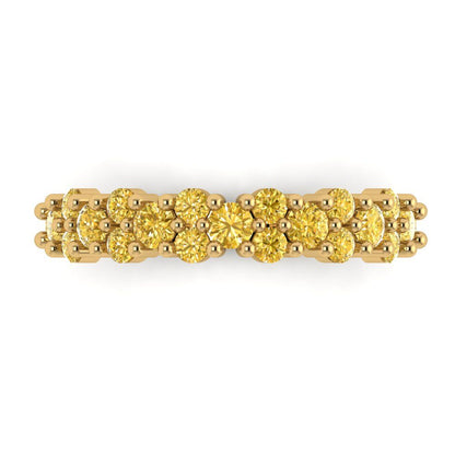 0.98 cttw Simulated Yellow Diamond Round Cut Yellow Gold Eternity Wedding Band