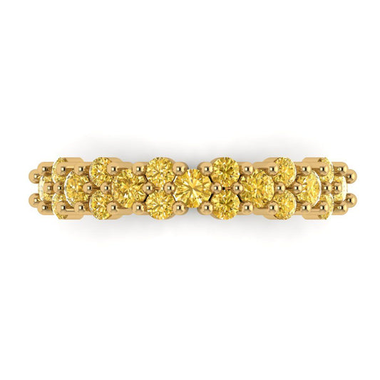 0.98 cttw Natural Citrine Round Cut Yellow Gold Eternity Wedding Band