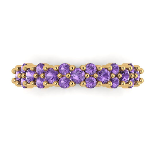 0.98 cttw Simulated Alexandrite Round Cut Yellow Gold Eternity Wedding Band