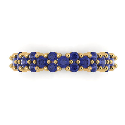 0.98 cttw Simulated Tanzanite Round Cut Yellow Gold Eternity Wedding Band