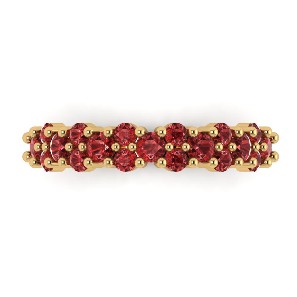 0.98 cttw Natural Garnet Round Cut Yellow Gold Eternity Wedding Band