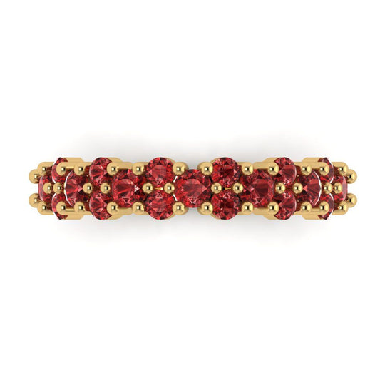 0.98 cttw Natural Garnet Round Cut Yellow Gold Eternity Wedding Band