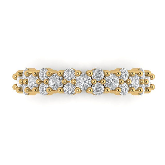 0.98 cttw White Sapphire Round Cut Yellow Gold Eternity Wedding Band